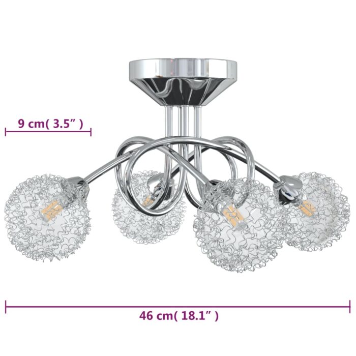 Plafonnier avec abat-jour en maille métallique pour 4 LED G9 – Image 4