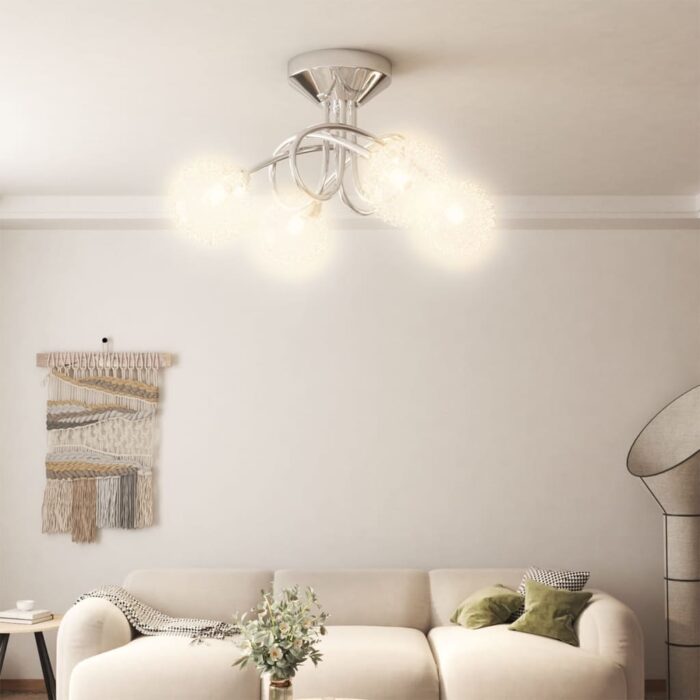 Plafonnier avec abat-jour en maille métallique pour 4 LED G9 – Image 1