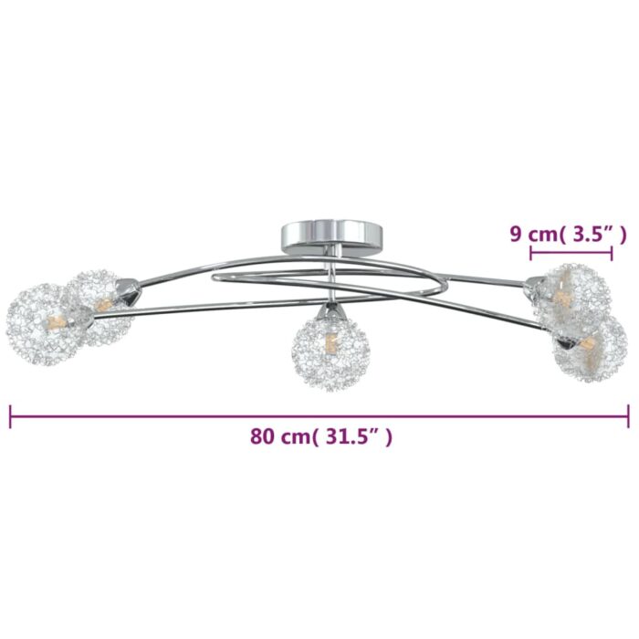 Plafonnier avec abat-jour en maille métallique pour 5 LED G9 – Image 4