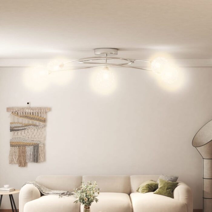 Plafonnier avec abat-jour en maille métallique pour 5 LED G9 – Image 1
