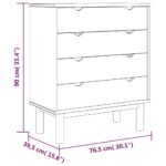 Commode OTTA Marron et blanc 76,5x39,5x90 cm Bois de pin massif – Image 4