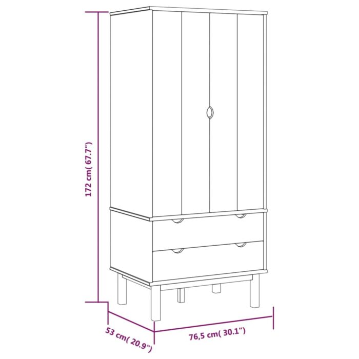 Garde-robe OTTA 76,5x53x172 cm Bois massif de pin – Image 4
