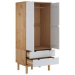 Garde-robe OTTA Marron et blanc 76,5x53x172 cm Bois massif pin – Image 2