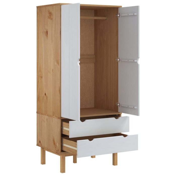 Garde-robe OTTA Marron et blanc 76,5x53x172 cm Bois massif pin – Image 2