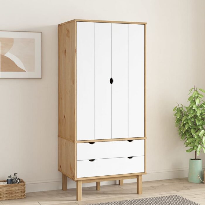 VXL8720287165637_m_en_hd_1.jpg Garde-robe OTTA Marron et blanc 76,5x53x172 cm Bois massif pin – Image 1