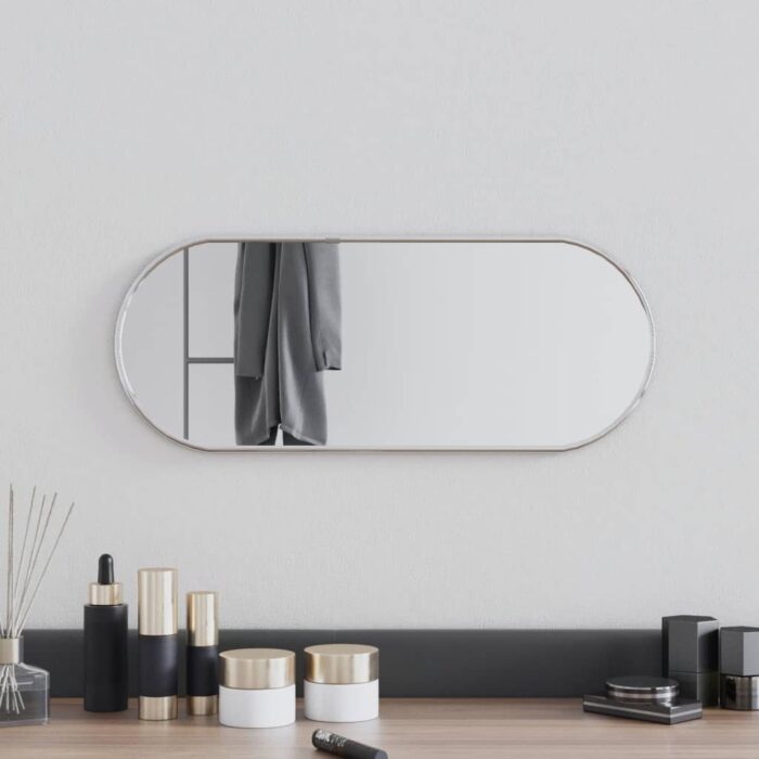 Miroir mural Argenté 50x20 cm Ovale – Image 1