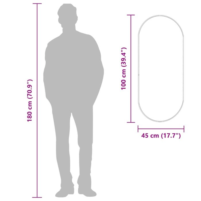 Miroir mural Noir 100x45 cm Ovale – Image 5