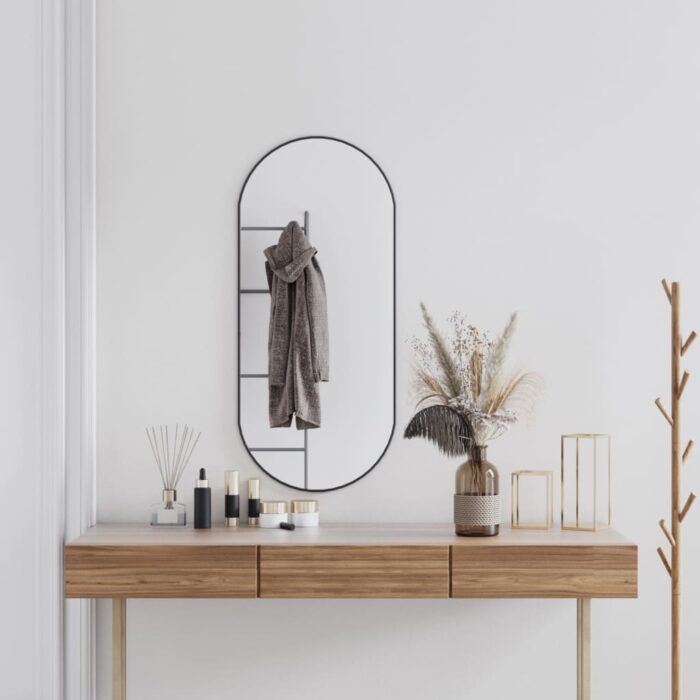 Miroir mural Noir 100x45 cm Ovale – Image 1