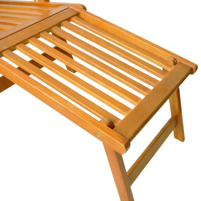 Chaises longues d'extérieur repose-pieds et table Acacia solide – Image 7