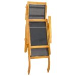 Chaises longues d'extérieur lot de 2 Acacia massif et textilène – Image 3