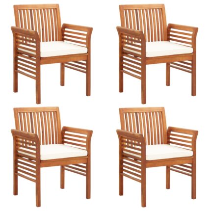 Chaises de jardin avec coussins lot de 4 Bois d'acacia massif