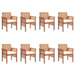 Chaises à manger de jardin et coussins lot de 8 Bois acacia
