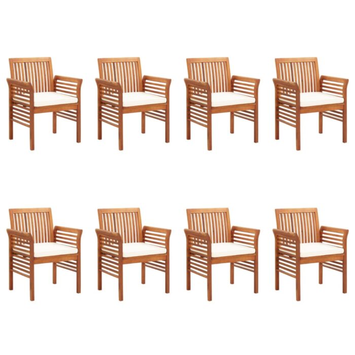 Chaises à manger de jardin et coussins lot de 8 Bois acacia – Image 1