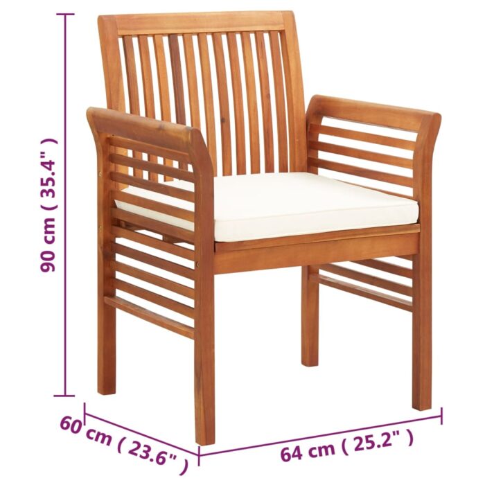 Chaises à manger de jardin et coussins lot de 8 Bois acacia – Image 7