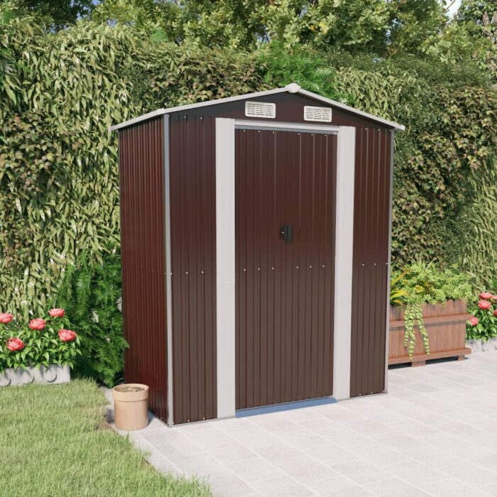 Abri de jardin Marron foncé 192x108x223 cm Acier galvanisé – Image 1