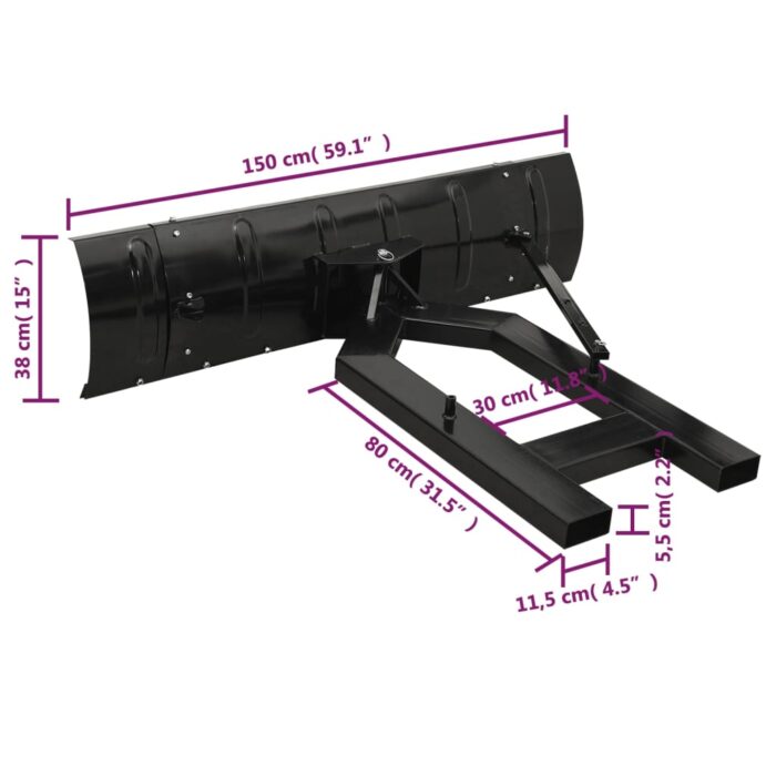 Chasse-neige pour chariot élévateur 150x38 cm Noir – Image 9