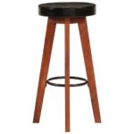 Tabourets de bar 2 pcs Cuir véritable et bois d'acacia solide – Image 2