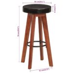 Tabourets de bar 2 pcs Cuir véritable et bois d'acacia solide – Image 6
