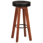Tabourets de bar 2 pcs Cuir véritable et bois d'acacia solide – Image 9