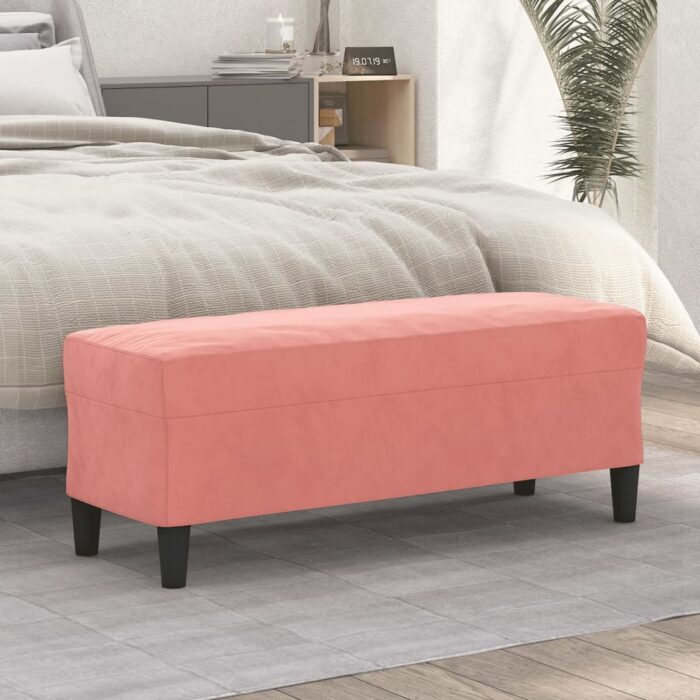 Banc Rose 100x35x41 cm Velours – Image 1