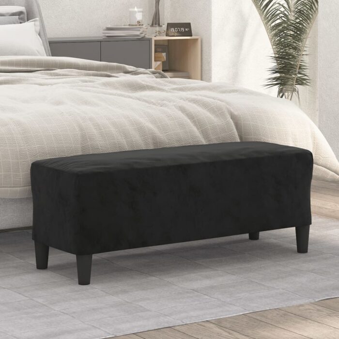 Banc Noir 100x35x41 cm Velours – Image 1
