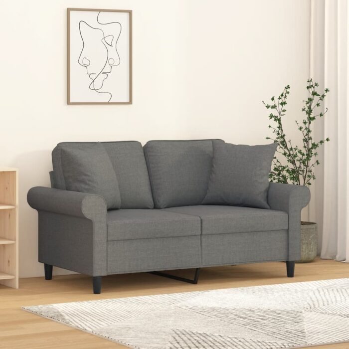 Coussins décoratifs 2 pcs Gris foncé 40x40 cm Tissu – Image 1