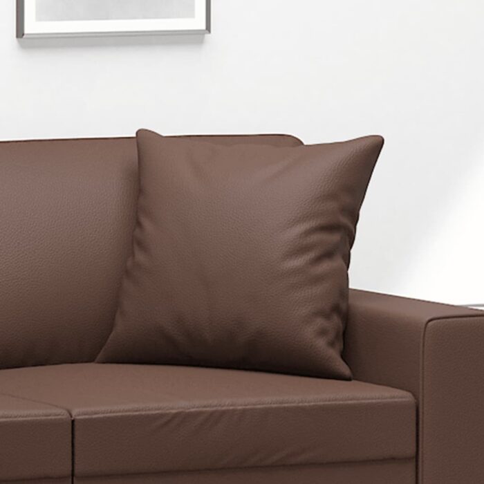 Coussins décoratifs lot de 2 Marron 40x40 cm Similicuir – Image 3