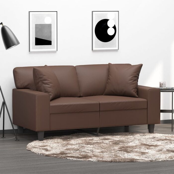 Coussins décoratifs lot de 2 Marron 40x40 cm Similicuir – Image 1
