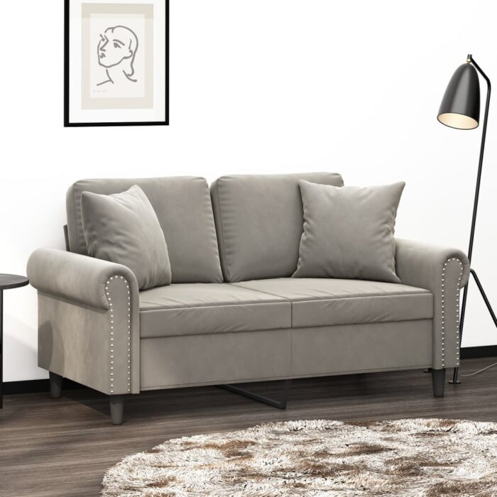 Coussins décoratifs 2 pcs Gris clair 40x40 cm Velours – Image 1