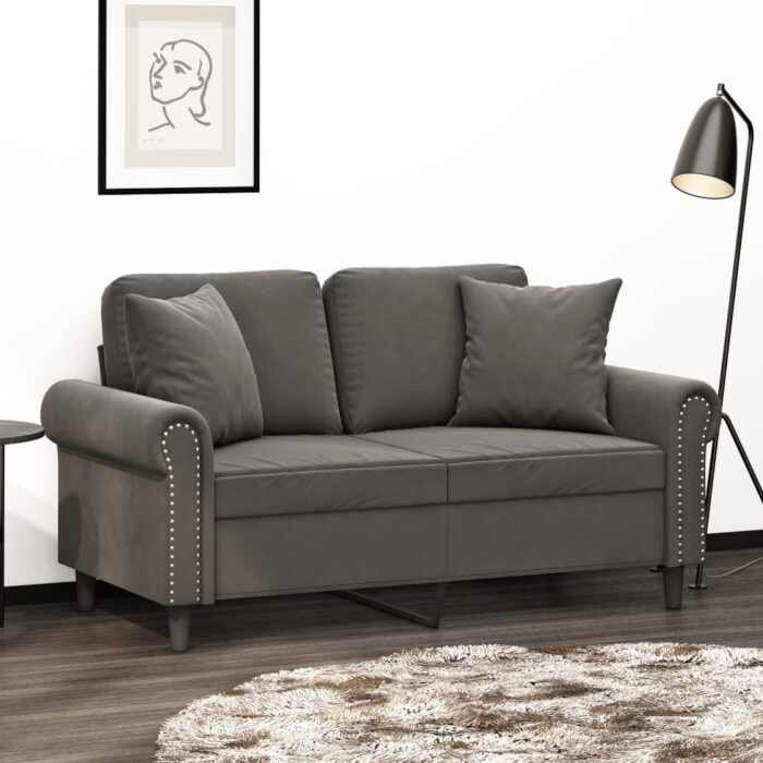 Coussins décoratifs 2 pcs Gris foncé 40x40 cm Velours – Image 1
