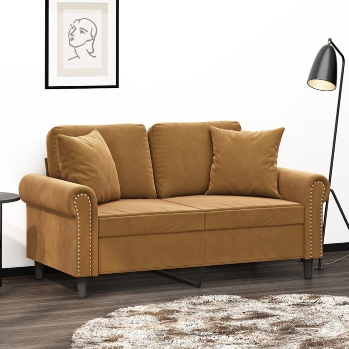 Coussins décoratifs lot de 2 Marron 40x40 cm Velours – Image 1
