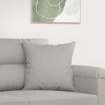 Coussins décoratifs 2 pcs Gris clair 40x40 cm Tissu microfibre – Image 3