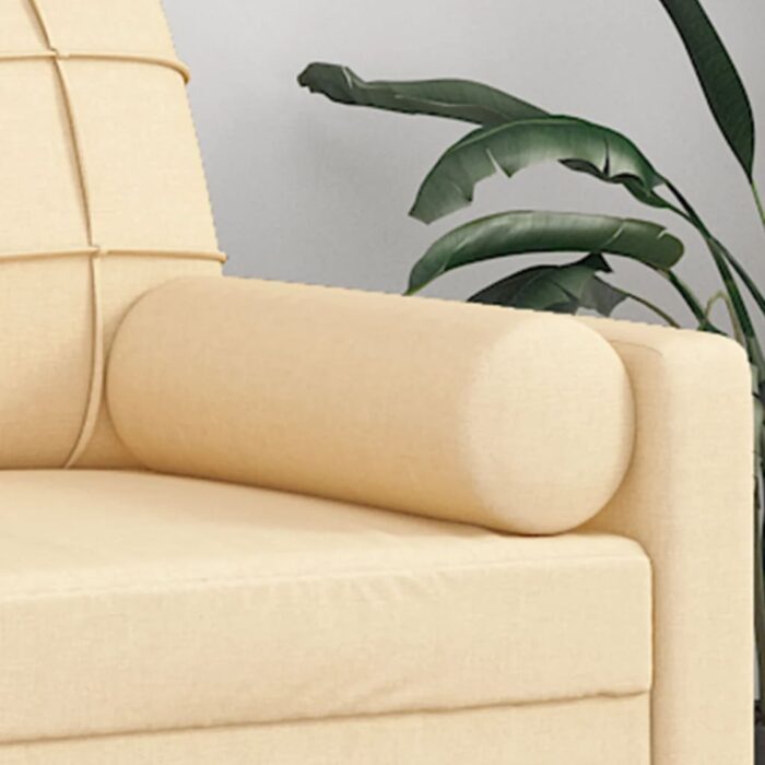Coussins décoratifs 2 pcs Crème Ø15x50 cm Tissu – Image 3