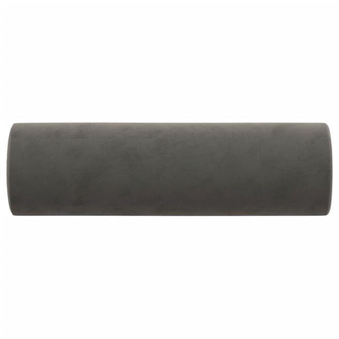 Coussins décoratifs lot de 2 Gris foncé Ø15x50 cm Velours – Image 2