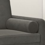 Coussins décoratifs lot de 2 Gris foncé Ø15x50 cm Velours – Image 3
