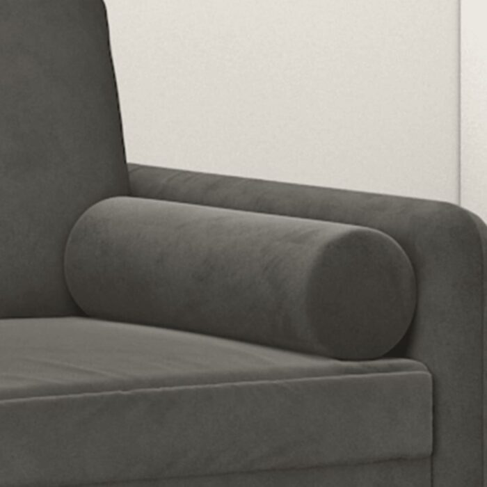 Coussins décoratifs lot de 2 Gris foncé Ø15x50 cm Velours – Image 3