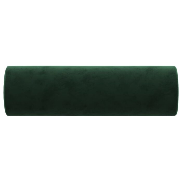 Coussins décoratifs 2 pcs Vert foncé Ø15x50 cm Velours – Image 2