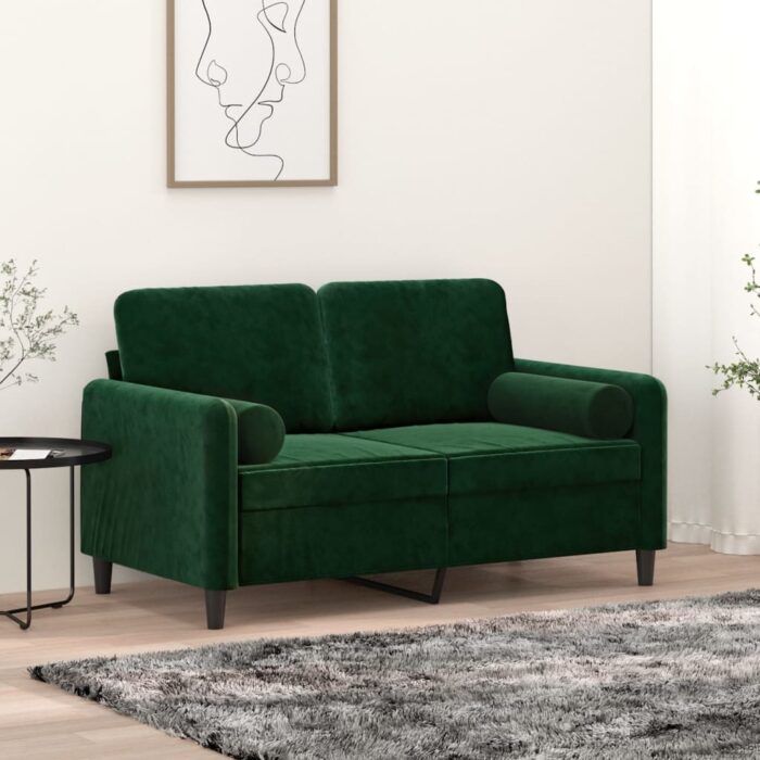 Coussins décoratifs 2 pcs Vert foncé Ø15x50 cm Velours – Image 1