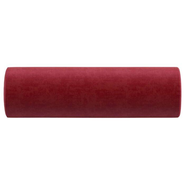 Coussins décoratifs lot de 2 Rouge bordeaux Ø15x50 cm Velours – Image 2