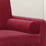 Coussins décoratifs lot de 2 Rouge bordeaux Ø15x50 cm Velours – Image 3