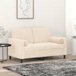 Coussins décoratifs 2 pcs Crème Ø15x50 cm Velours