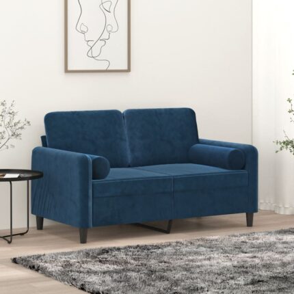 Coussins décoratifs lot de 2 Bleu Ø15x50 cm Velours