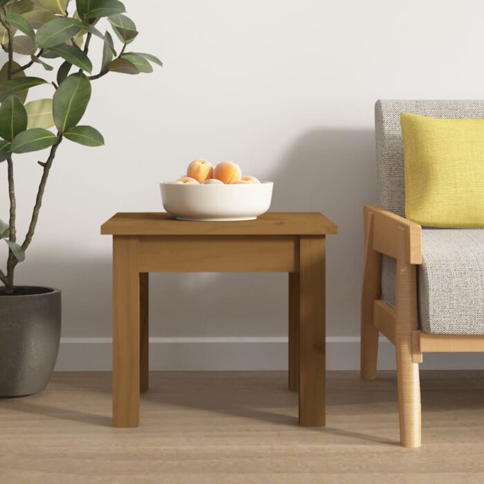 Table basse Marron miel 35x35x30 cm Bois massif de pin – Image 3