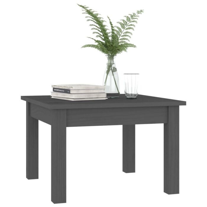 Table basse Gris 45x45x30 cm Bois massif de pin – Image 4