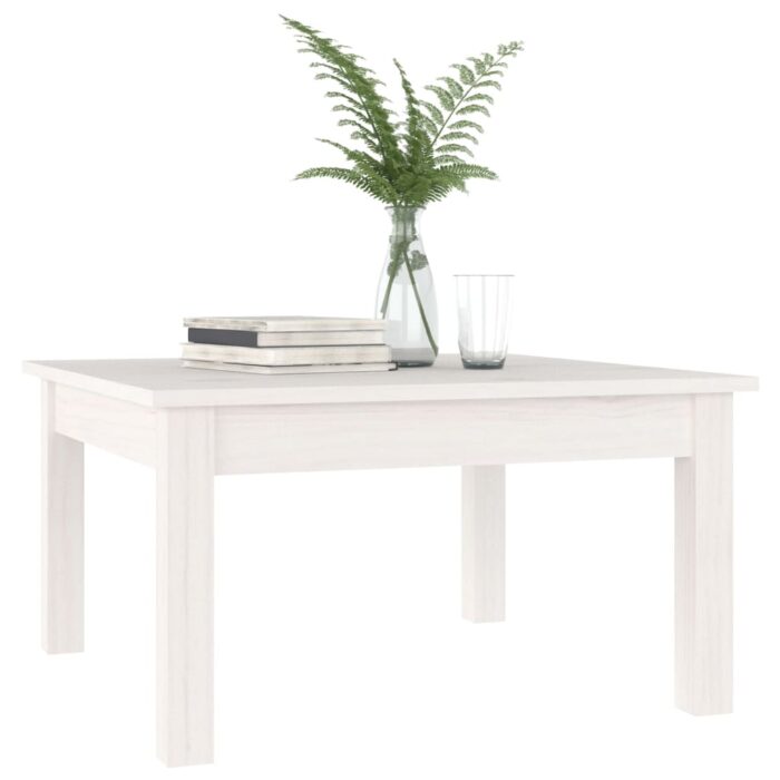 Table basse Blanc 55x55x30 cm Bois massif de pin – Image 4