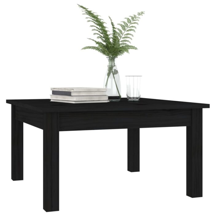 Table basse Noir 55x55x30 cm Bois massif de pin – Image 4