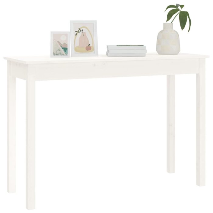 Table console Blanc 110x40x75 cm Bois massif de pin – Image 2