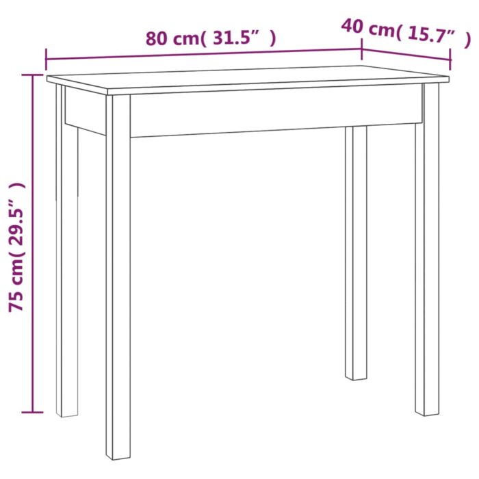 Table console Blanc 80x40x75 cm Bois massif de pin – Image 6