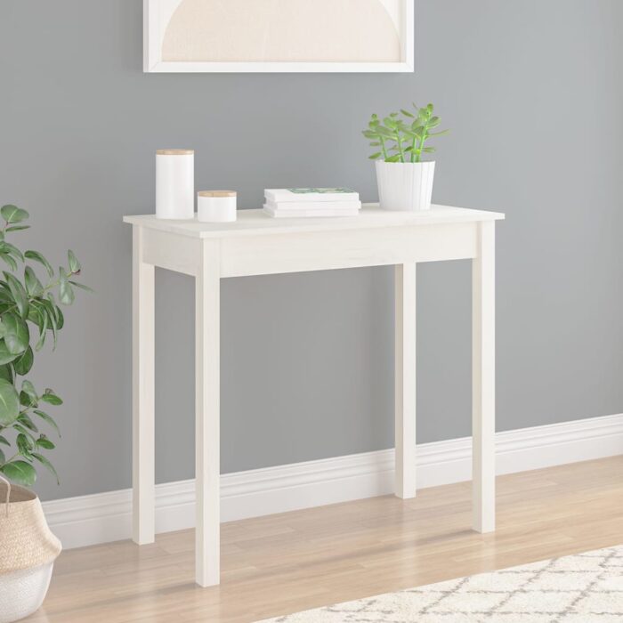 Table console Blanc 80x40x75 cm Bois massif de pin – Image 1