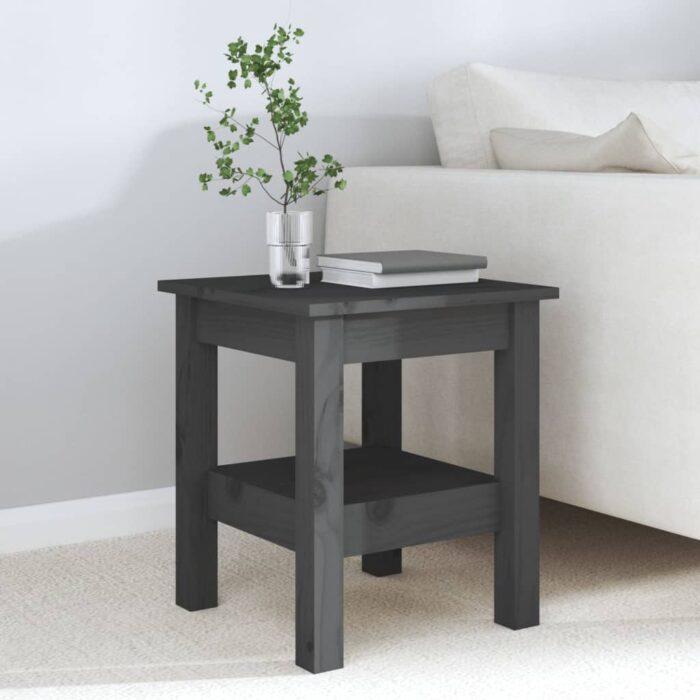 Table basse Gris 35x35x40 cm Bois massif de pin – Image 2
